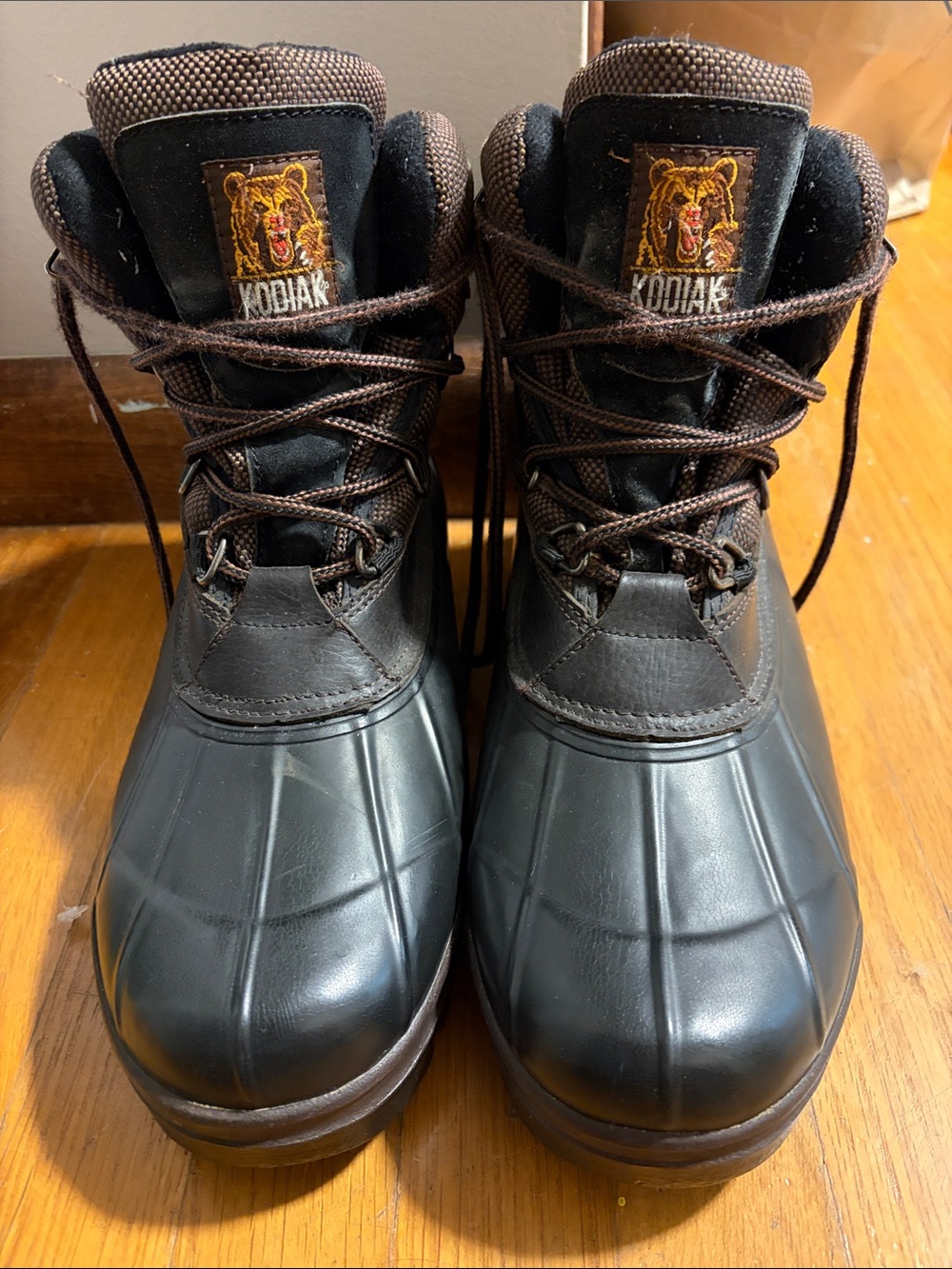 Kodiak Black and Brown Waterproof Lace-Up Men's Duck Boots